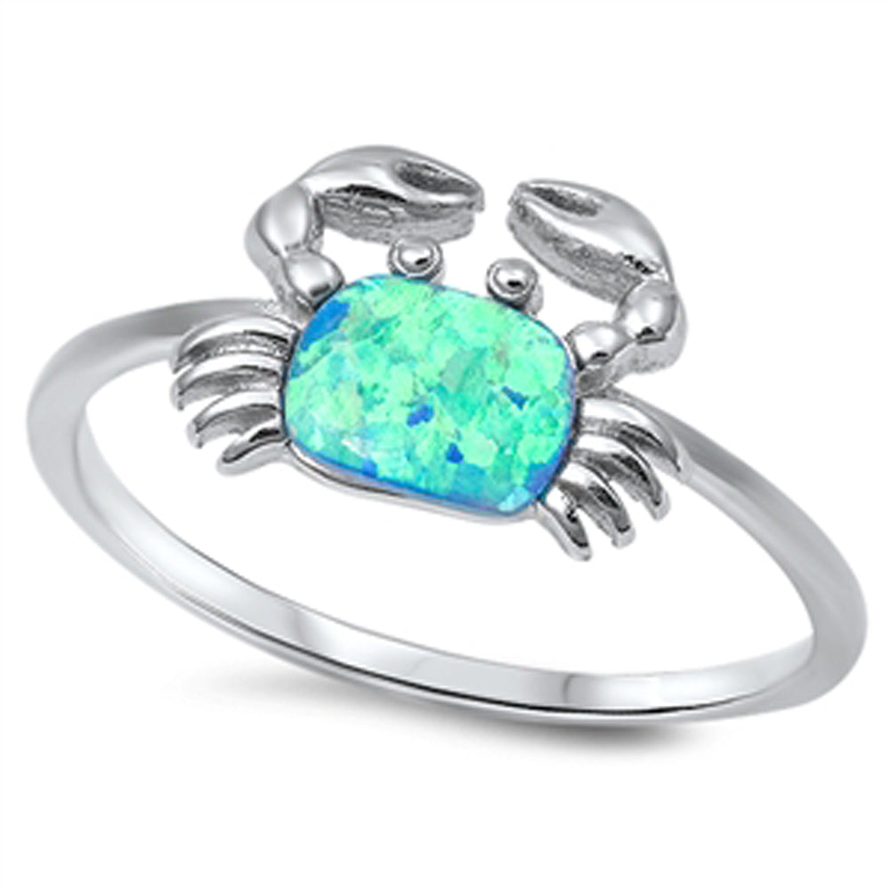 Women's Girl's Crab Blue Lab Opal Ring New .925 Sterling Silver Band Sizes 5-10
