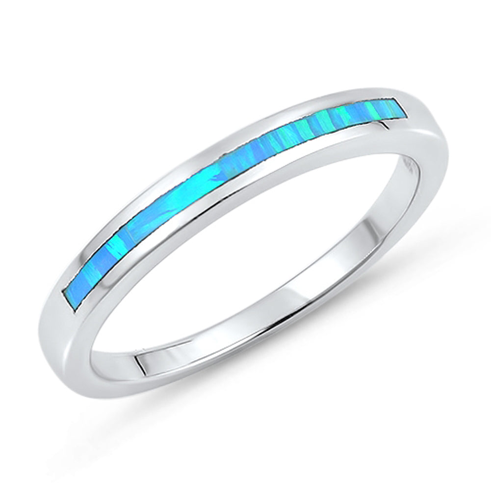 Blue Lab Opal Wedding Ring New .925 Sterling Silver Men's Band Sizes 4-10