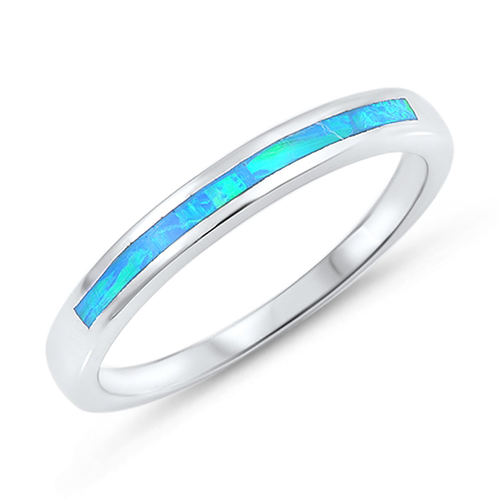 Blue Lab Opal Wedding Ring New .925 Sterling Silver Men's Band Sizes 4-10