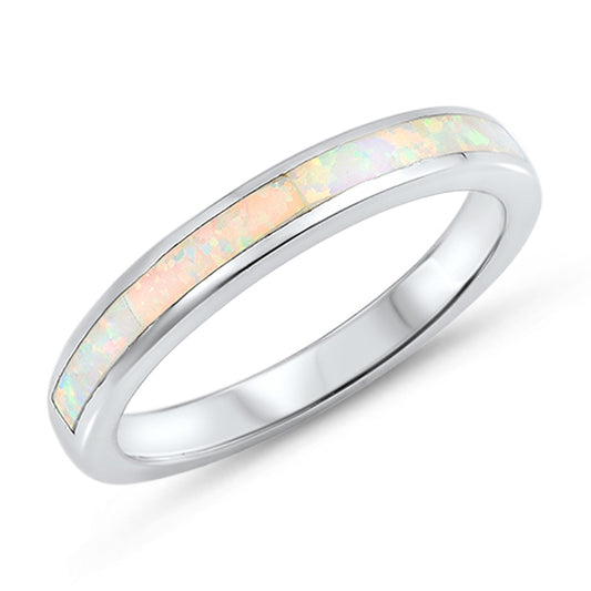 White Lab Opal Thumb Ring New .925 Sterling Silver Wedding Band Sizes 4-10
