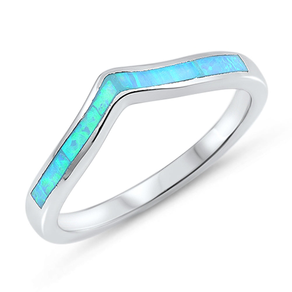 Blue Lab Opal Cute Chevron Thumb Pointed Ring Sterling Silver Band Sizes 4-12