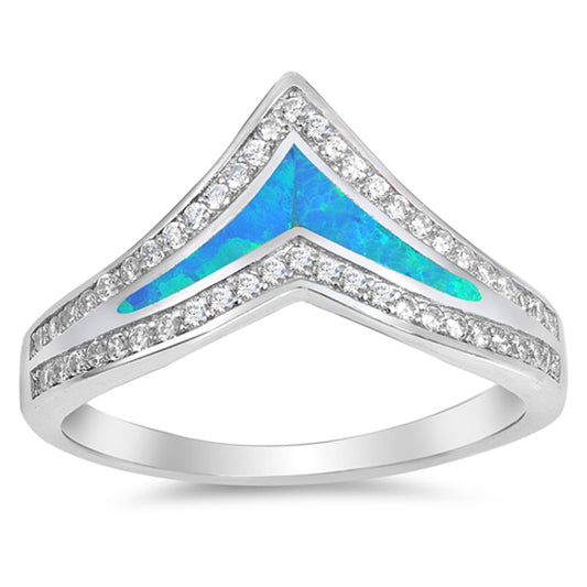 Wide Chevron Blue Lab Opal Thumb Ring New .925 Sterling Silver Band Sizes 4-12