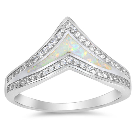 Wide Chevron White Lab Opal Thumb Ring New .925 Sterling Silver Band Sizes 4-12
