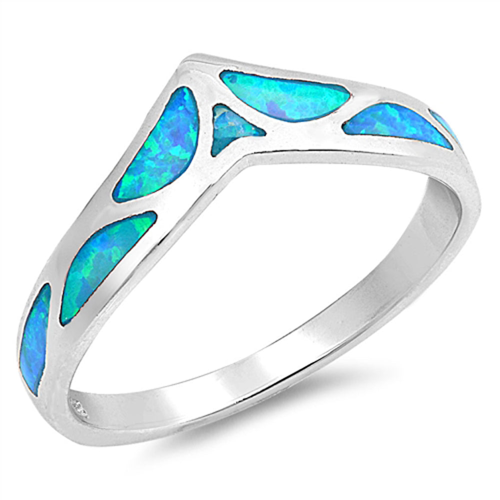 Blue Lab Opal Mosaic Chevron Thumb Ring New .925 Sterling Silver Band Sizes 4-10