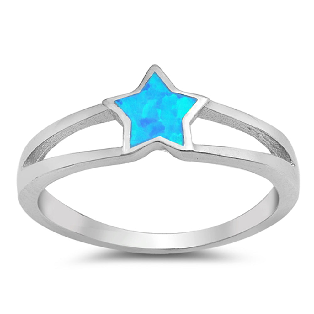 Blue Lab Opal Solitaire Star Cute Ring New .925 Sterling Silver Band Sizes 4-10