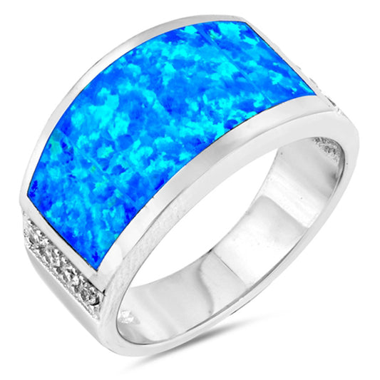 Wide Large Blue Lab Opal Wholesale Ring New .925 Sterling Silver Band Sizes 5-12