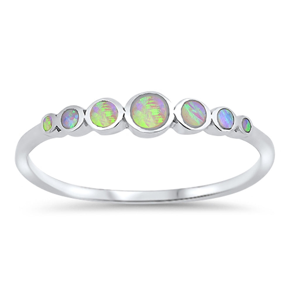 Round Circle Pink Lab Opal Journey Ring New .925 Sterling Silver Band Sizes 3-12