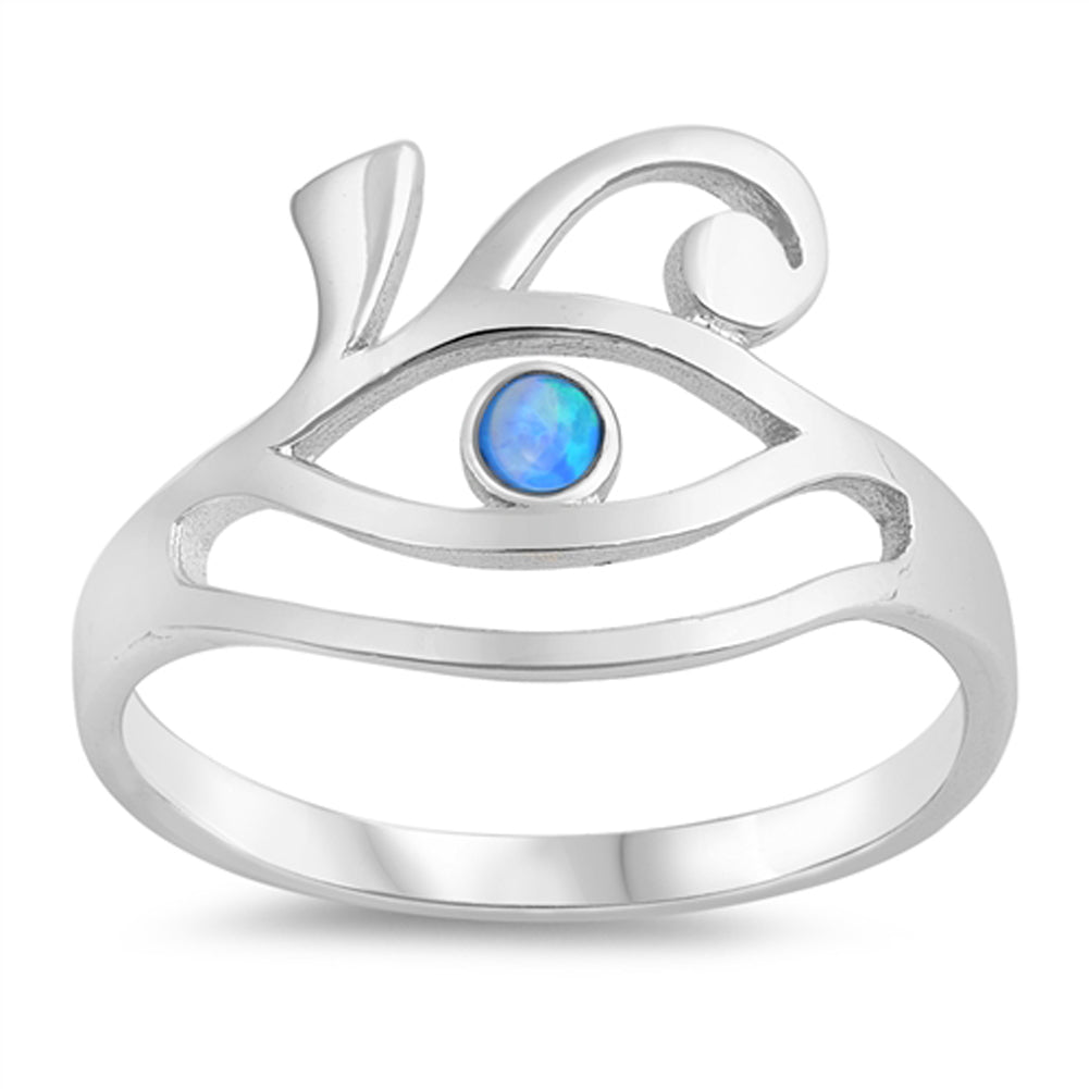 Light Blue Lab Opal Human Eye Design Ring .925 Sterling Silver Band Sizes 5-10