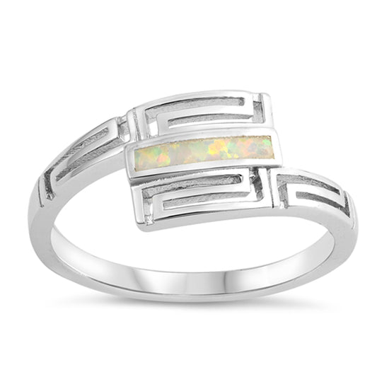 White Lab Opal Oxidized Filigree Ring New .925 Sterling Silver Band Sizes 5-10
