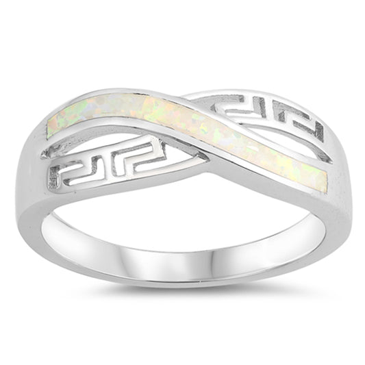 White Lab Opal Infinity Filigree Knot Ring .925 Sterling Silver Band Sizes 5-10