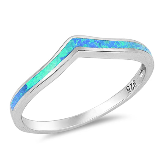 Blue Lab Opal Fire Chevron Pointed Modern Boho Sterling Silver Ring Sizes 4-10