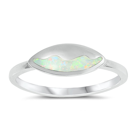 White Lab Opal Beautiful Marquise Wave Ring .925 Sterling Silver Band Sizes 4-10