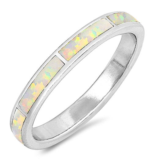 White Lab Opal Knuckle Midi Boho Engagement Ring Sterling Silver Band Sizes 5-10