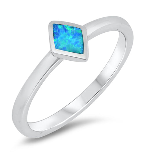 Blue Lab Opal Fire Water Solitaire Ring New .925 Sterling Silver Band Sizes 4-10