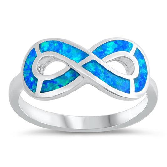 Blue Lab Opal Infinity Water Wave Ring New .925 Sterling Silver Band Sizes 5-9