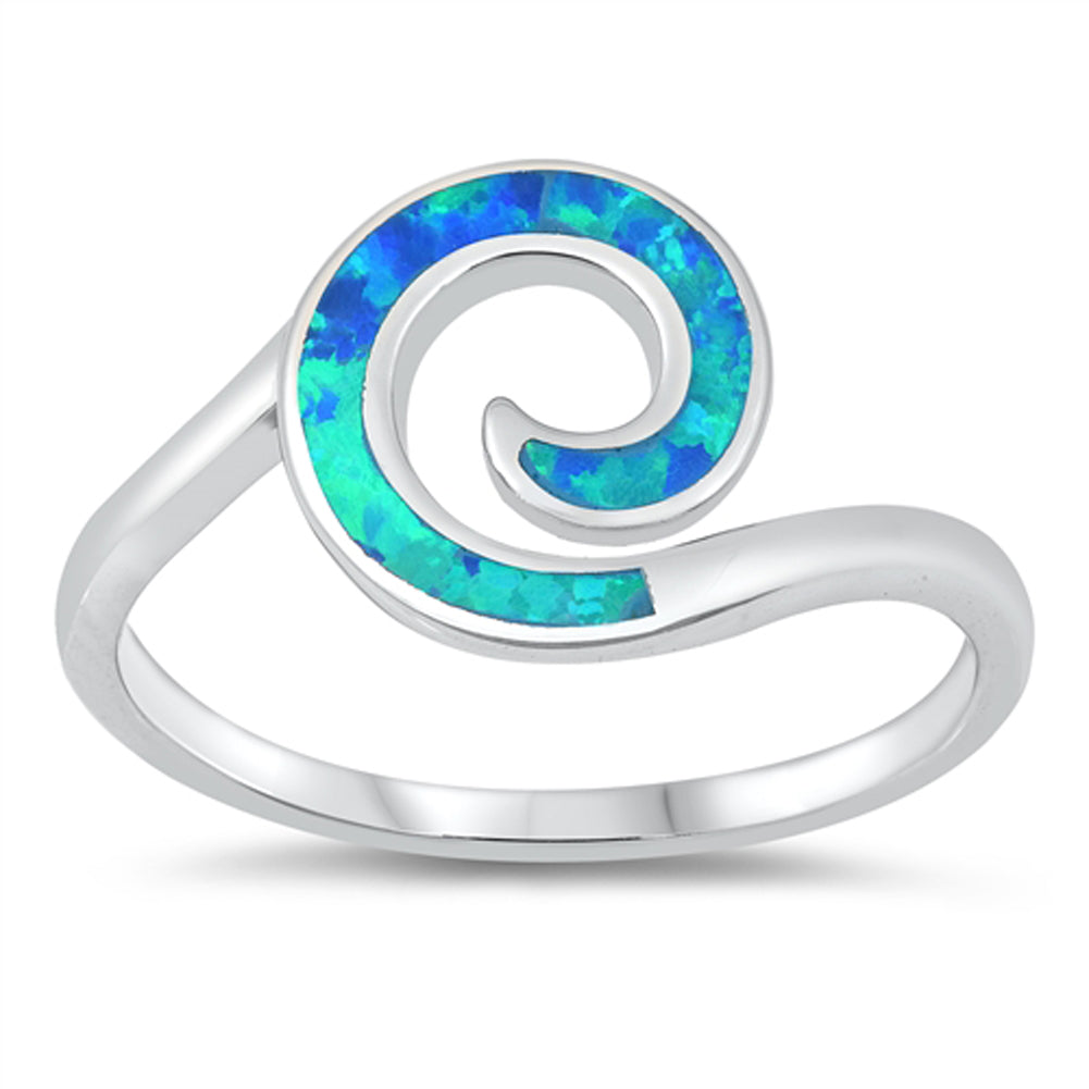 Blue Lab Opal Celtic Wave Swirl Classic Ring New .925 Sterling Silver Band Sizes 5-10