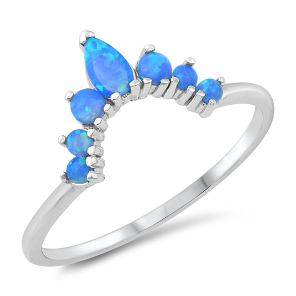 Blue Lab Opal Elegant Crown Ring New .925 Sterling Silver Band Sizes 5-10