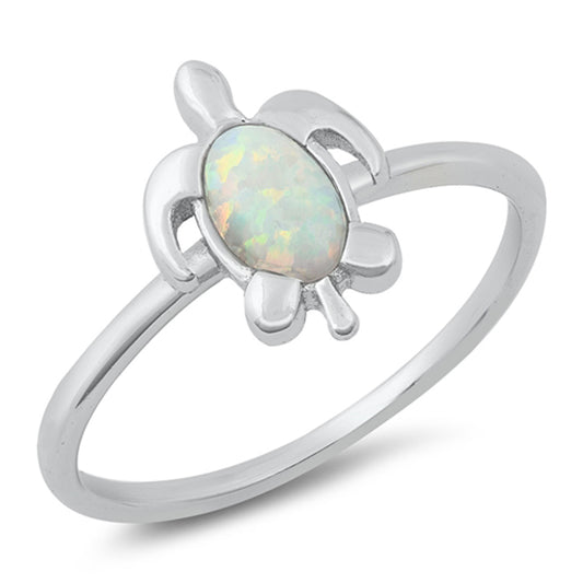White Lab Opal Unique Sea Turtle Ring New .925 Sterling Silver Band Sizes 5-10