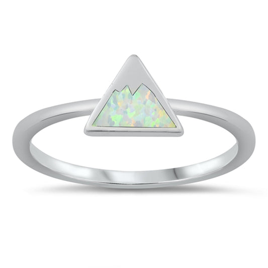 White Lab Opal Mountain Travel Ring New .925 Sterling Silver Band Sizes 5-10