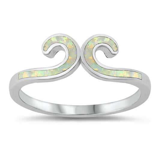 White Lab Opal Filigree Swirl Wrap Ring New .925 Sterling Silver Band Sizes 5-10