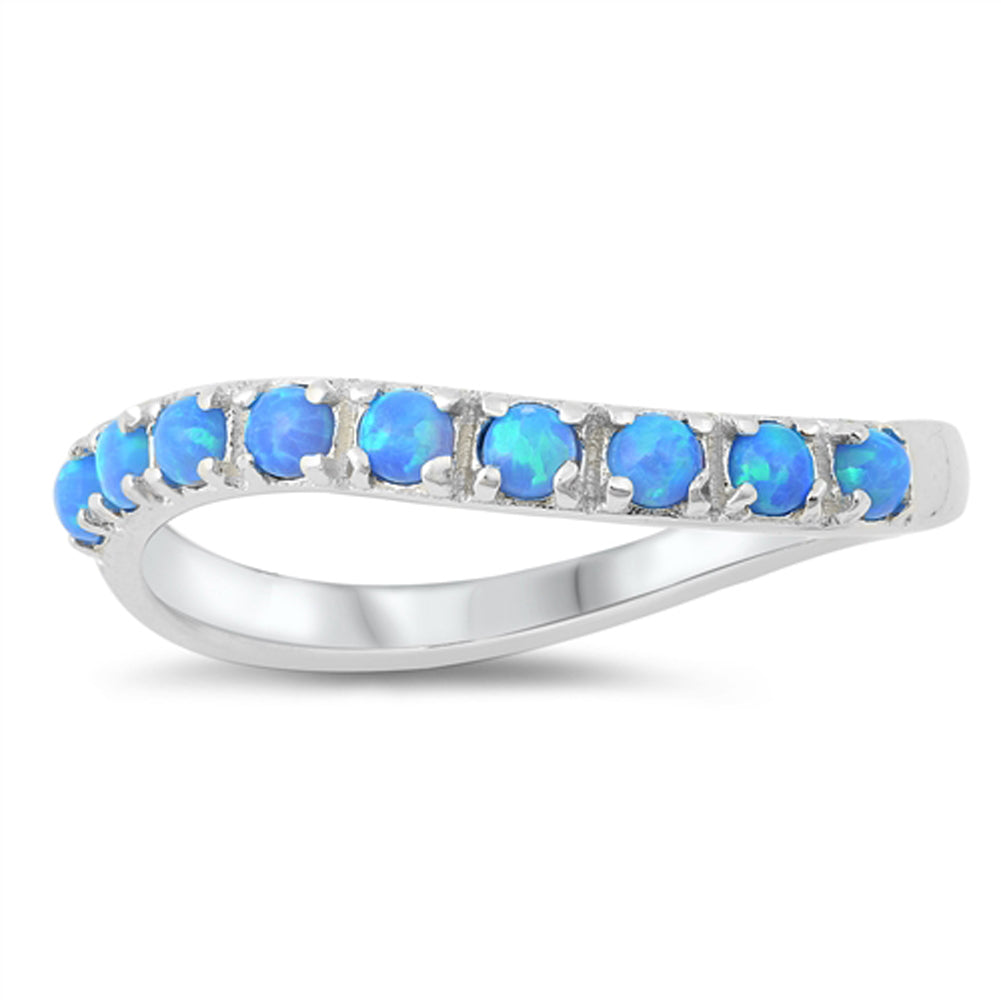 Blue Lab Opal Asymmetric Wave Ring New .925 Sterling Silver Band Sizes 4-10