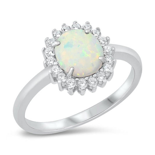 White Lab Opal Vintage Burst Engagement Ring .925 Sterling Silver Band Size 5-10 Sizes 5-10