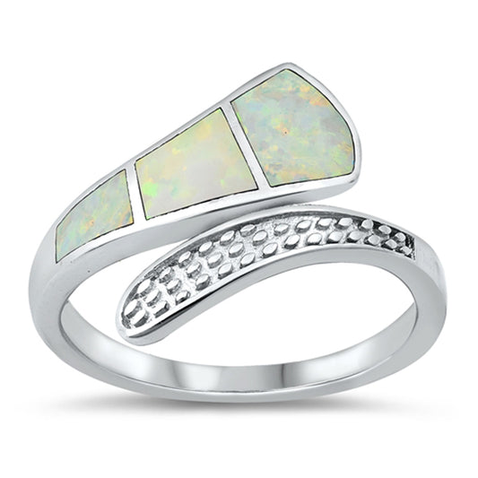 White Lab Opal Mosaic Wrap Ring New .925 Sterling Silver Band Sizes 5-10