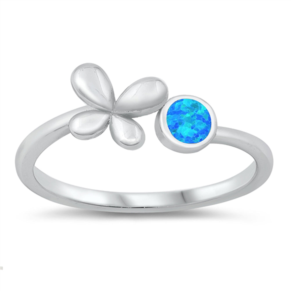 Blue Lab Opal Bubble Butterfly Cute Ring New .925 Sterling Silver Sizes 5-10