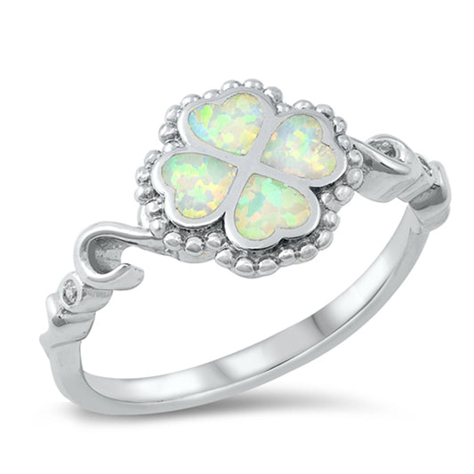 White Lab Opal Promise Heart Love Ring New .925 Sterling Silver Band Sizes 5-10