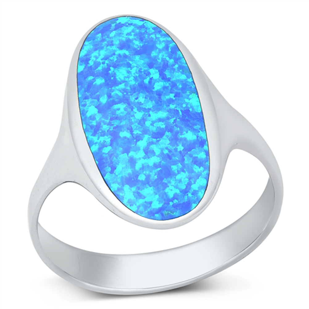 Blue Lab Opal Chunky Bold Cocktail Ring New .925 Sterling Silver Band Sizes 6-13