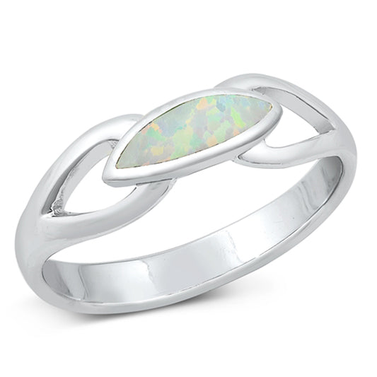 White Lab Opal Classic Promise Ring New .925 Sterling Silver Band Sizes 5-10
