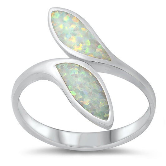 White Lab Opal Modern Wrap Ring New .925 Sterling Silver Band Sizes 5-10