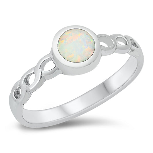 White Lab Opal Open Twist Ring New .925 Sterling Silver Band Sizes 5-10