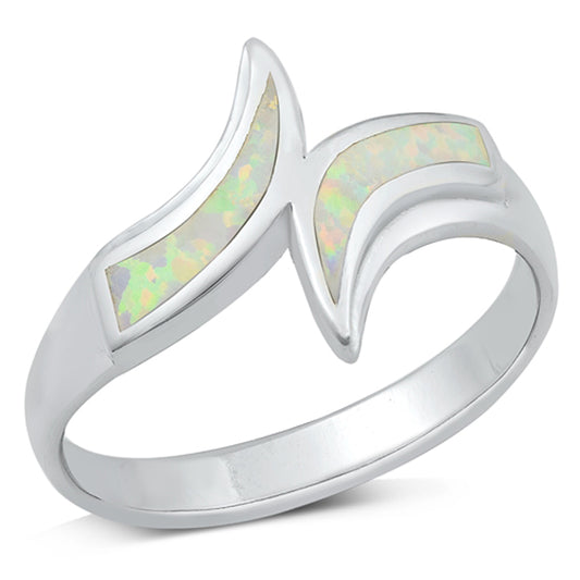 White Lab Opal Elegant Whisp Wrap Ring New .925 Sterling Silver Sizes 5-10