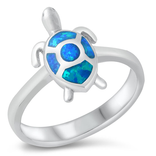 Blue Lab Opal Cute Tiny Turtle Ring New .925 Sterling Silver Band Sizes 5-10