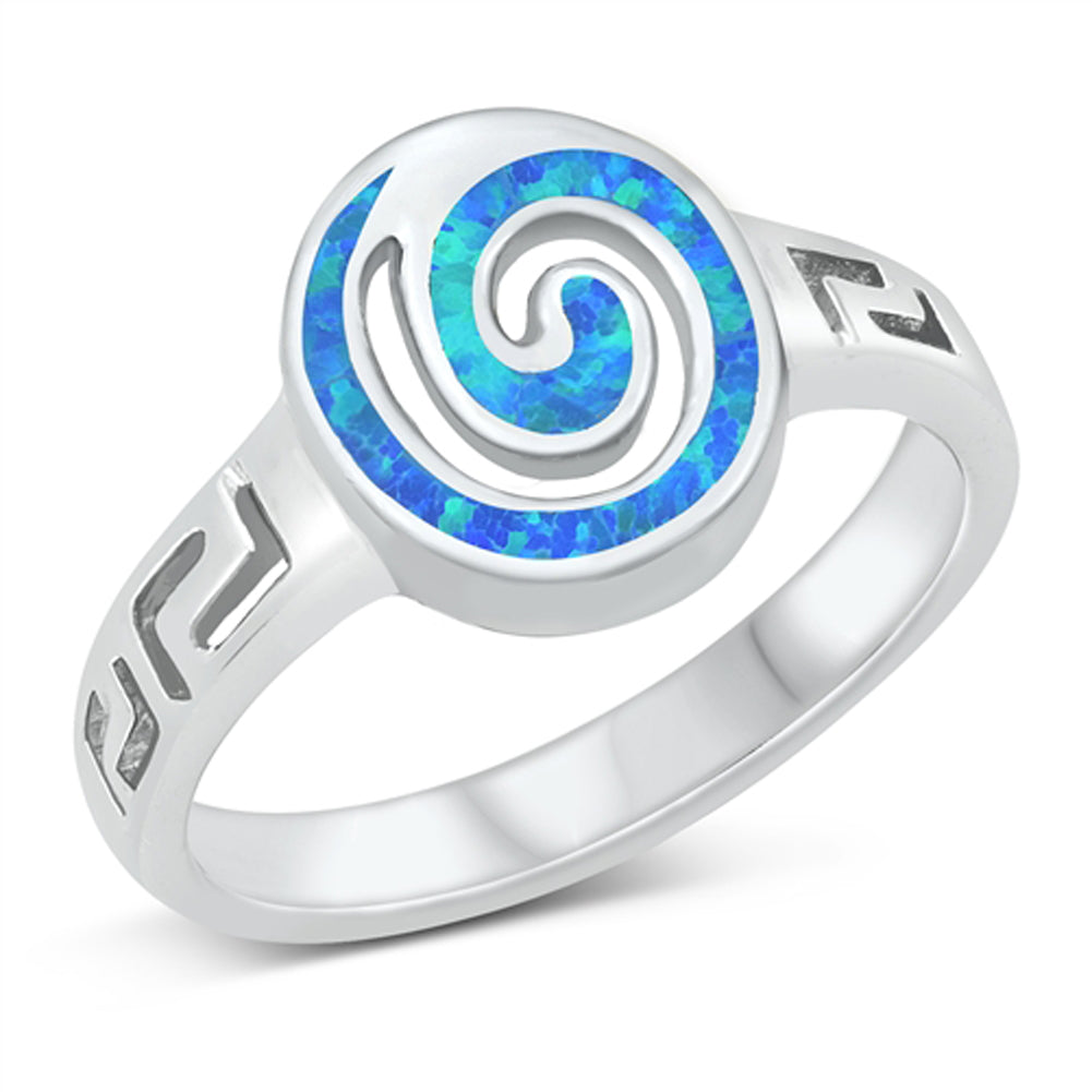 Blue Lab Opal Filigree Swirl Ring New .925 Sterling Silver Sizes 5-10