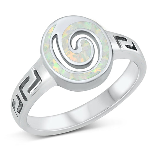 White Lab Opal Filigree Wave Ring New .925 Sterling Silver Sizes 5-10