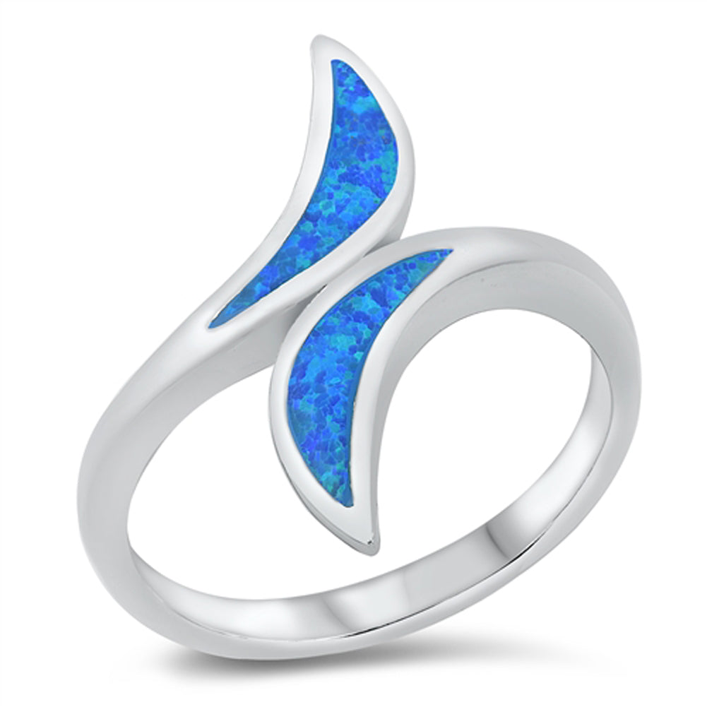 Blue Lab Opal Whisp Wave Ring New .925 Sterling Silver Band Sizes 5-10