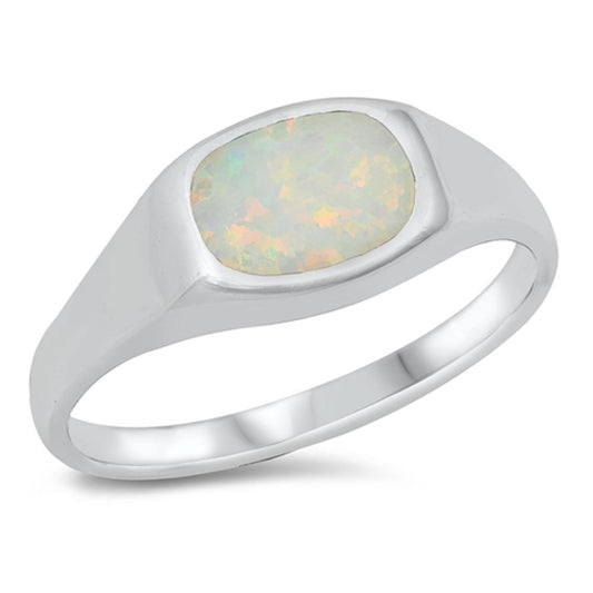 White Lab Opal Unique Promise Ring New .925 Sterling Silver Band Sizes 5-10