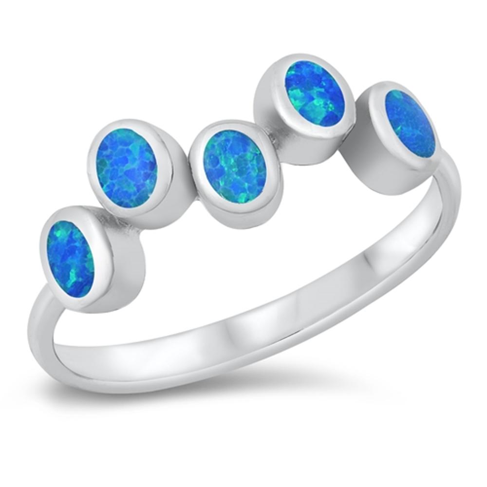 Blue Lab Opal Unique Wavy Oval Ring New .925 Sterling Silver Band Sizes 5-10