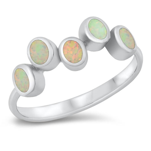 White Lab Opal Classic Wavy Oval Ring New .925 Sterling Silver Band Sizes 5-10