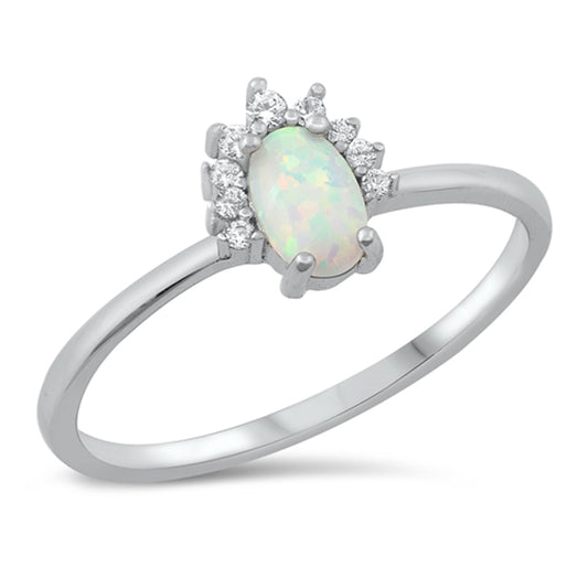 White Lab Opal Elegant Vintage Engagement Ring .925 Sterling Silver Sizes 4-10