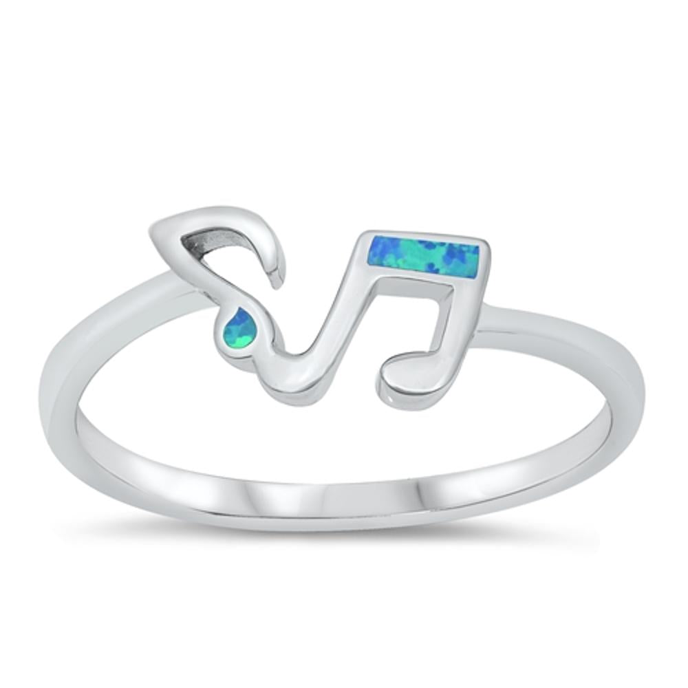 Blue Lab Opal Fashion Music Notes Ring New .925 Sterling Silver Band Sizes 5-10