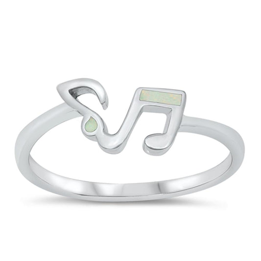 White Lab Opal Fashion Music Notes Ring New .925 Sterling Silver Band Sizes 5-10