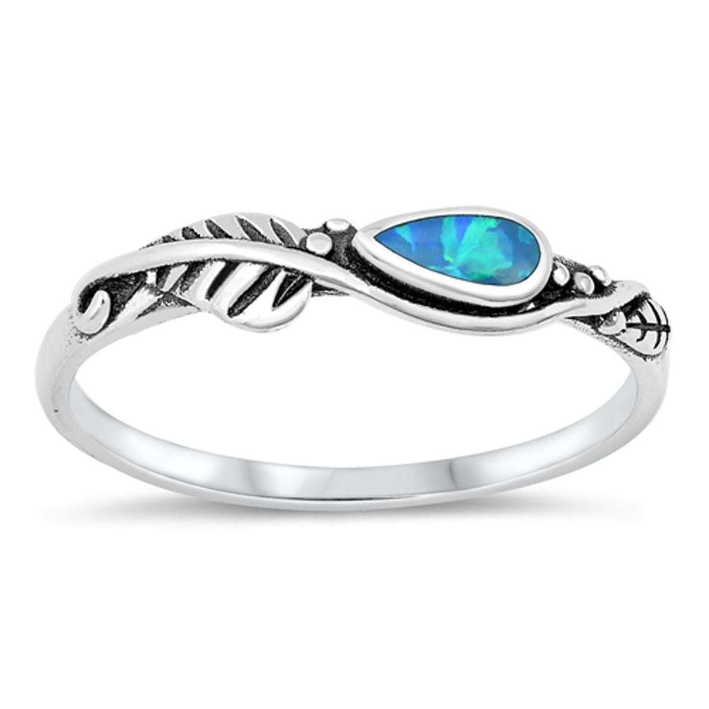 Blue Lab Opal Wholesale Tear Drop Ring New .925 Sterling Silver Band Sizes 5-10