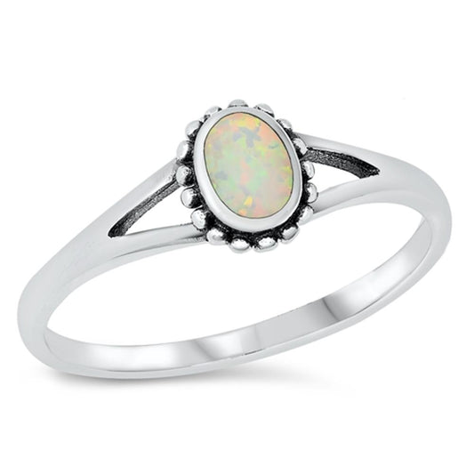 White Lab Opal Dainty Wholesale Ring New .925 Sterling Silver Band Sizes 5-10