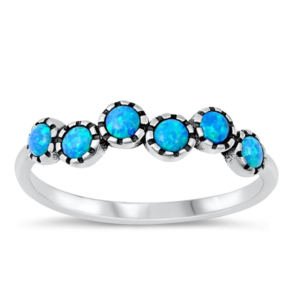 Blue Lab Opal Unique Bali Style Ring New .925 Sterling Silver Band Sizes 4-10