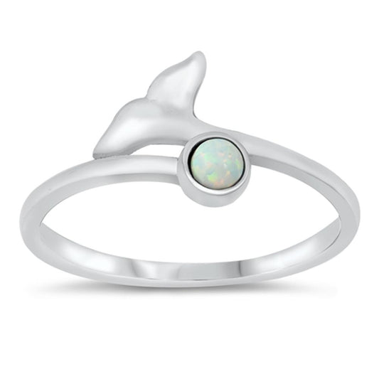White Lab Opal Whale Tail Ring .925 Sterling Silver Band Sizes 4-10