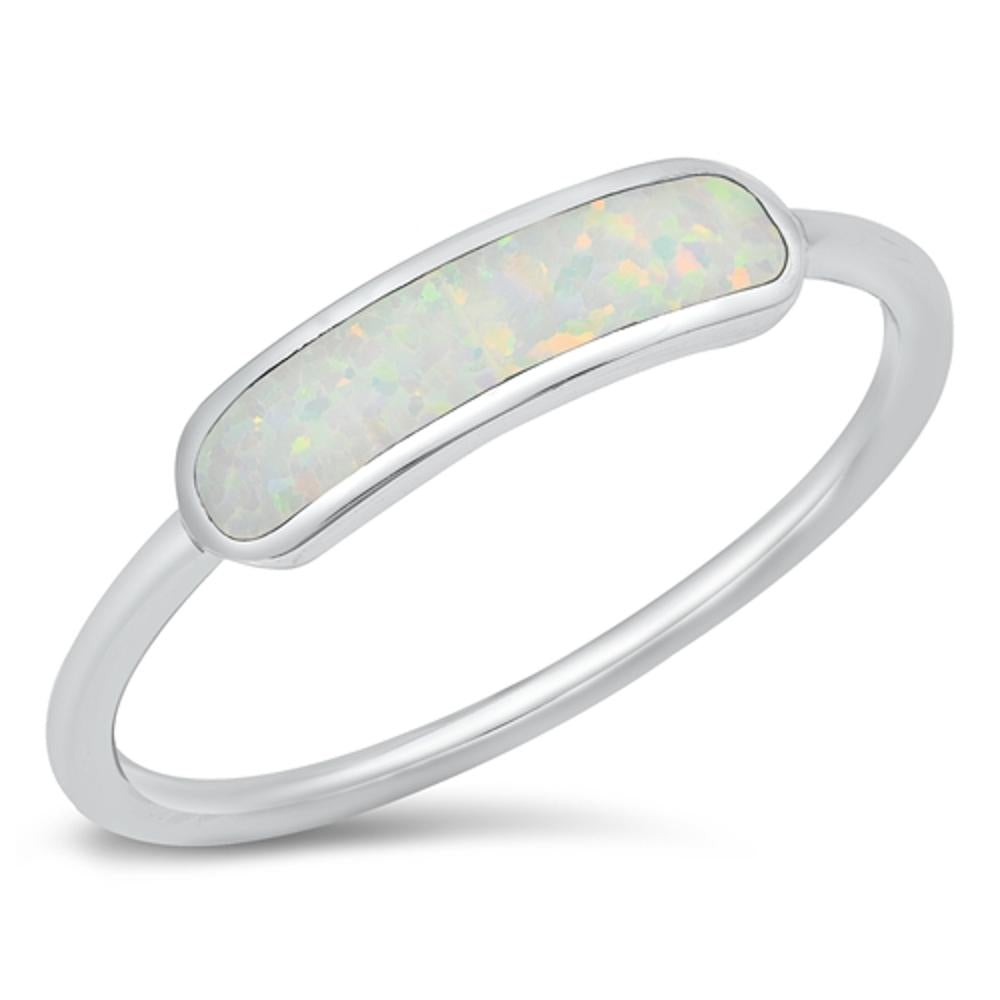 White Lab Opal Wholesale Bar Ring New .925 Sterling Silver Band Sizes 4-10