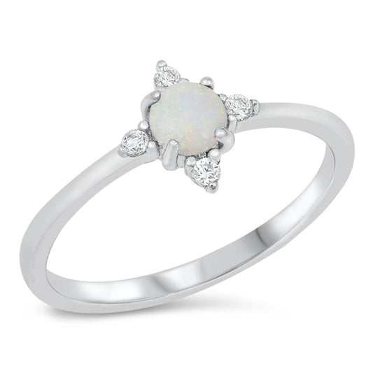 White CZ White Lab Opal Lucky Star Ring New .925 Sterling Silver Band Sizes 4-10